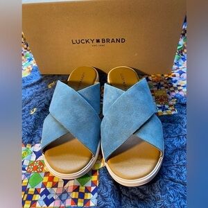 Lucky Brand Mahlay suede cross slides new with box 8